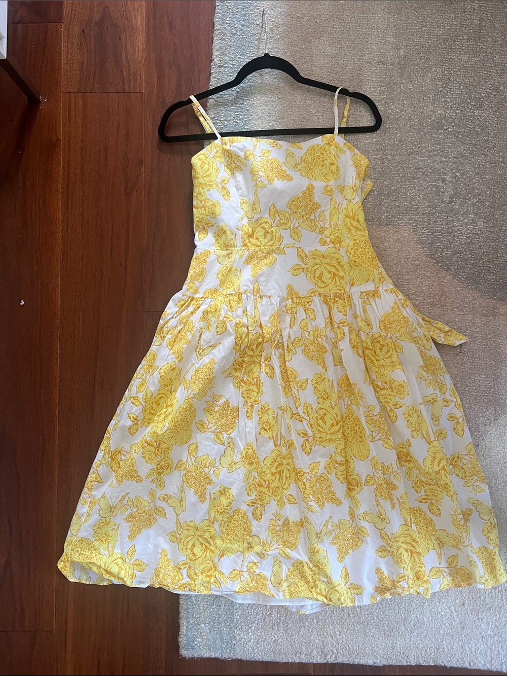 Eliza J Yellow Floral Spaghetti-Strap Dress